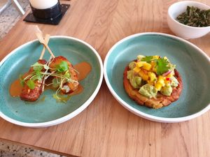 Tofu sticks and chickpea omelette at simpleRAW in Copenhagen