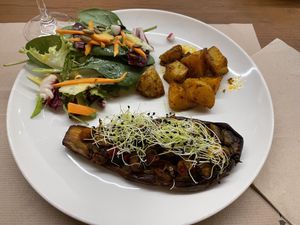 Stuffed baked aubergine   at Fang i Aram in Menorca