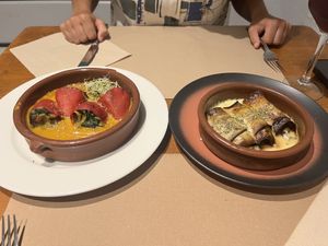 Peppers and aubergine   at Fang i Aram in Menorca