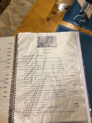 Menu at Fang i Aram in Menorca