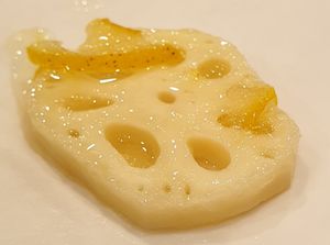 lotus root with marmalade at SanChon Korean Temple Cooking - 산촌 사찰음식전문점 in Seoul