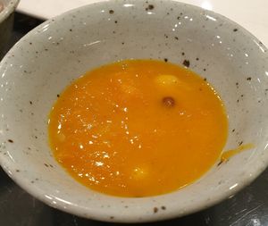 pumpkin soup at SanChon Korean Temple Cooking - 산촌 사찰음식전문점 in Seoul