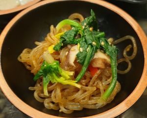 glass noodles with mushrooms at SanChon Korean Temple Cooking - 산촌 사찰음식전문점 in Seoul