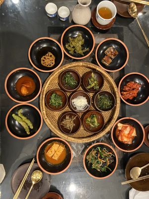 Main course/ rice and stew not pictured  at SanChon Korean Temple Cooking - 산촌 사찰음식전문점 in Seoul