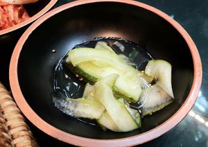 cucumber side dish at SanChon Korean Temple Cooking - 산촌 사찰음식전문점 in Seoul