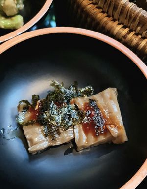 acorn jelly side dish at SanChon Korean Temple Cooking - 산촌 사찰음식전문점 in Seoul