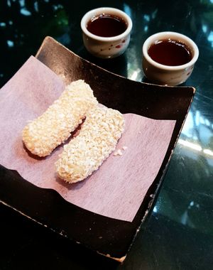vegan dessert is back: Yugwa and Maesil tea at SanChon Korean Temple Cooking - 산촌 사찰음식전문점 in Seoul