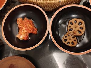 Kimchi and the lotus roots again at SanChon Korean Temple Cooking - 산촌 사찰음식전문점 in Seoul