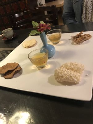 Four chips and tea for dessert... :/ at SanChon Korean Temple Cooking - 산촌 사찰음식전문점 in Seoul