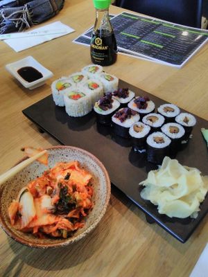 kimchi and sushi  at MAKIMAKI Sushi Green in Muenster