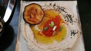 Hummus at Ugata Bakery in Kibbutz Kineret
