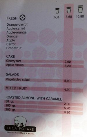 Vegan menu at Luca Polare in Tbilisi