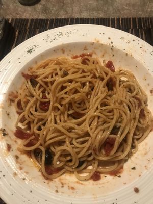 Spaghetti with tomato. Very dry had to add olive oil & lots of it.  at Coox in Turin