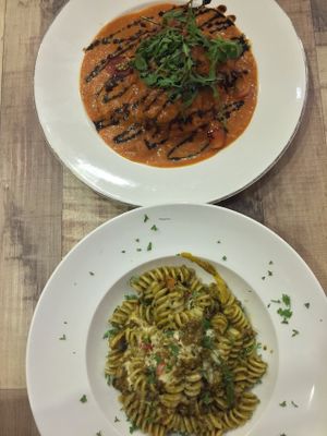 Vegan pesto pasta, vegan lasagne at Brownice Italian Bistro in East Singapore