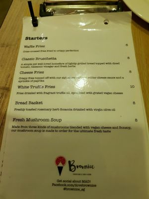 menu at Brownice Italian Bistro in East Singapore
