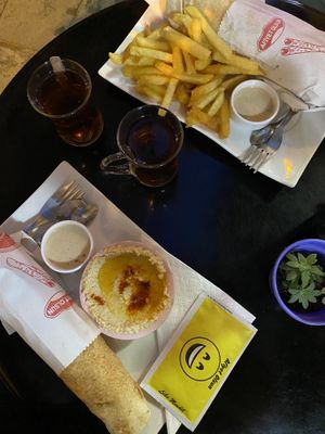 falafel, chips and hummus.  at Falafel Zone in Istanbul