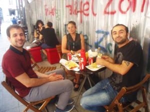 FALAFELZONE
 Best home cooked delicacies falafel in falafelzone...open kitchen, the menu includes vegetarian, vegan, and raw options. Gluten-free bread ,vegan burger buns that is served at Falafelzone.Flavored with spices and herbs and usually served in pita or a wrap or dishes, the best are crispy on the outside and served so hot that steam rises from the soft center as you take your first bite.The ingredients are fresh and the falafels are flavored and cooked to crispy perfection.All spices are coming from Egypt ...
TEL: 0212 251 13 23
http://falafelzone.blogspot.com
e-mail:falafelzoneistanbul@gmail.com
adres:FALAFELZONE
istiklal caddesi öğüt sok no:4 Taksim-istanbul at Falafel Zone in Istanbul