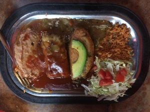 Chilli Relleno and a tamale. at La Salita in Albuquerque