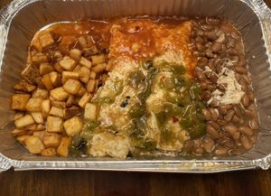 Beyond meat xmas enchiladas   at La Salita in Albuquerque