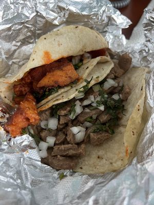 Vegan Tacos with Al Pastor & Beef  at Gringo A Go Go in Raleigh