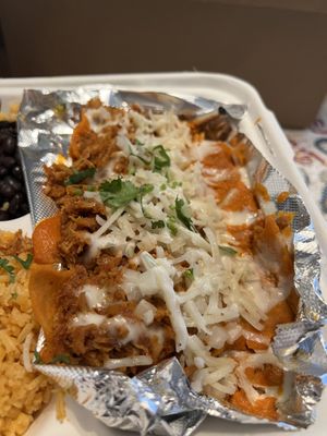 Red Chilaquiles with 100% VEGAN Carnitas  at Gringo A Go Go in Raleigh