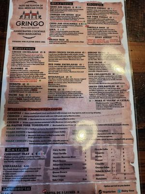 Menu at Gringo A Go Go in Raleigh