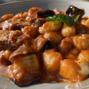 Gnocchi with eggplant and “sausage" at Civico 1845 in San Diego