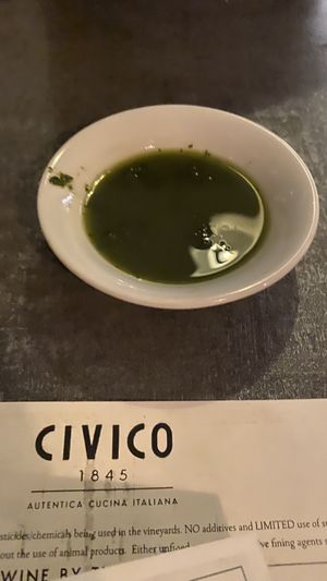 Pesto oil that comes free with bread (confirmed vegan)  at Civico 1845 in San Diego