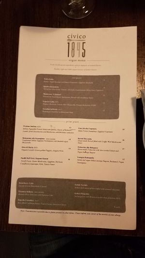 Vegan menu - January 2, 2017 at Civico 1845 in San Diego