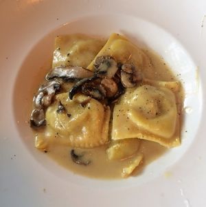 Ravioli Boscailoa; housemade pasta filled with truffle wild mushroom sauce @ Civico 1845 at Civico 1845 in San Diego