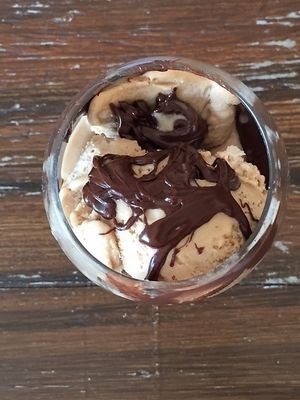 The new vegan gelato with vegan Nutella-style chocolate sauce. at Civico 1845 in San Diego