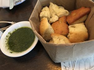 Pesto and bread  at Civico 1845 in San Diego