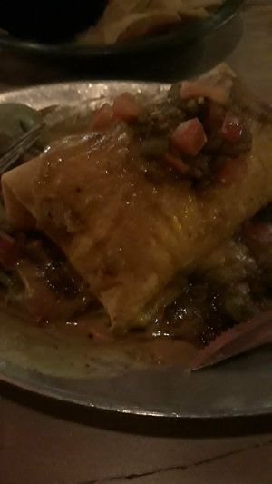 Chimichanga special. Ambiance is really dark so hard to get a photo at The Burrowing Owl in Colorado Springs