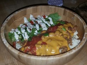 Vegan tacos salad at The Burrowing Owl in Colorado Springs