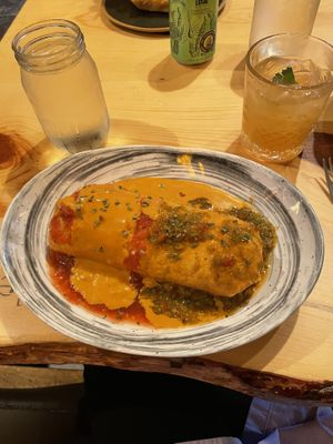 Christmas burrito with added queso 😍 at The Burrowing Owl in Colorado Springs