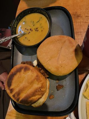 Philly special with Tuscan soup  at The Burrowing Owl in Colorado Springs