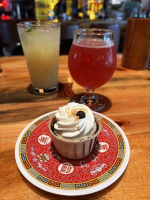 Seasonal lemon blueberry cupcake  at The Burrowing Owl in Colorado Springs
