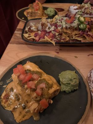 Delicious chimichanga & nachos  at The Burrowing Owl in Colorado Springs
