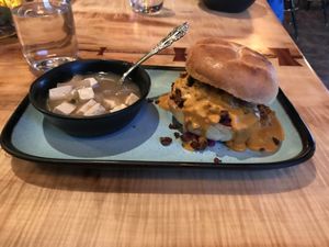 Messy Sloppy with tofu miso soup  at The Burrowing Owl in Colorado Springs