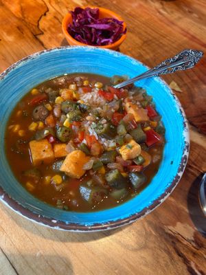 Gumbo over rice at The Burrowing Owl in Colorado Springs