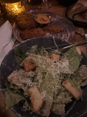 Caesar salad and crab cakes    at The Burrowing Owl in Colorado Springs