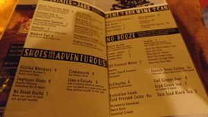 Menu at The Burrowing Owl in Colorado Springs