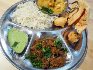 Thali of the day at Ahimsa Vegan Restaurant and Club in Wroclaw