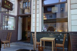 The location from autside at Ahimsa Vegan Restaurant and Club in Wroclaw