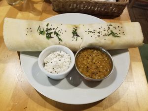Masala dosa at Ahimsa Vegan Restaurant and Club in Wroclaw