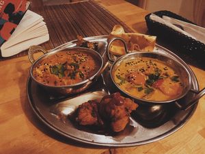 Thali plate at Ahimsa Vegan Restaurant and Club in Wroclaw