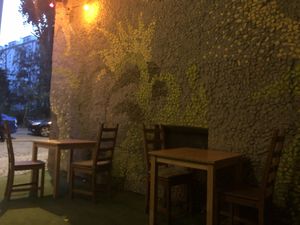 Outside seating area at Ahimsa Vegan Restaurant and Club in Wroclaw