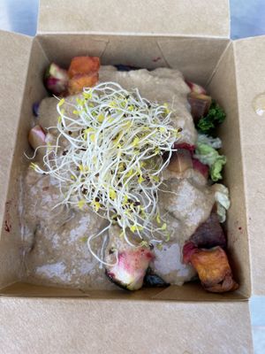 Heartland Bowl w peanut sauce  at Heartwood by the Sea in Halifax