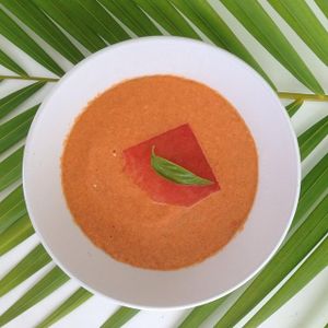 Watermelon Gaspacho at Joga in Cole Bay