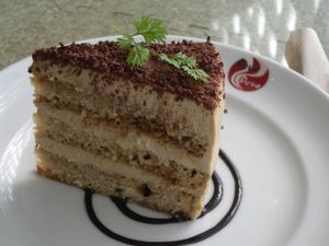 Tiramisu torte. at DevaDeva Cafe in Tokyo